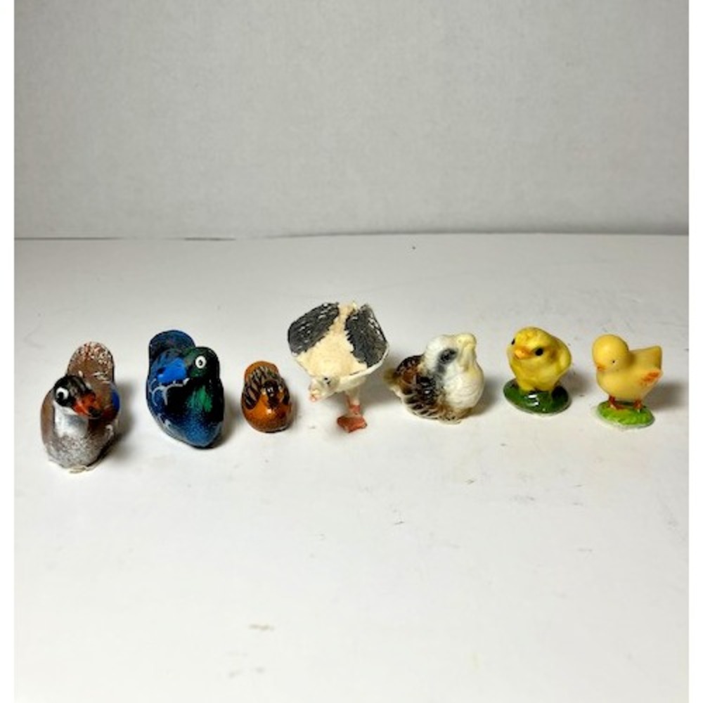Seven Miniture Ceramicโ Figurines 3 Ducks, 2 Chicks, 1 Eagle &1 Goose 1/2" to 1"